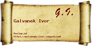 Galvanek Ivor névjegykártya